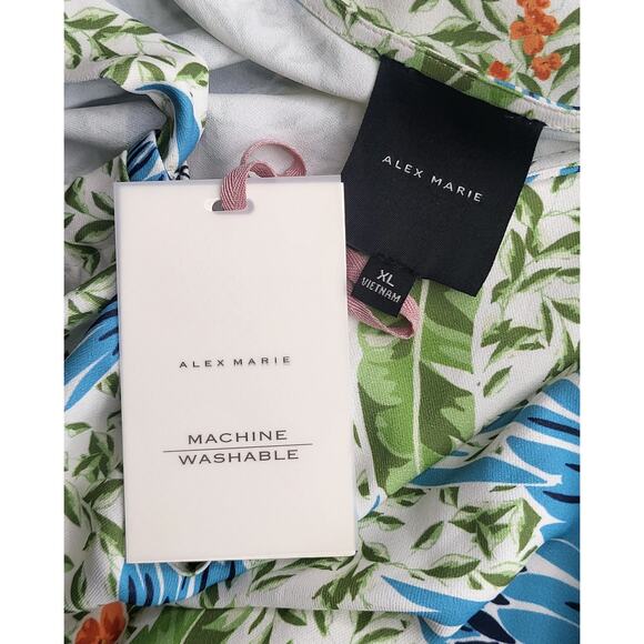 NWT Alex Marie Harper Tank Top Emerald Shores Bird Print  Halter Blouse Size XL - Picture 3 of 5